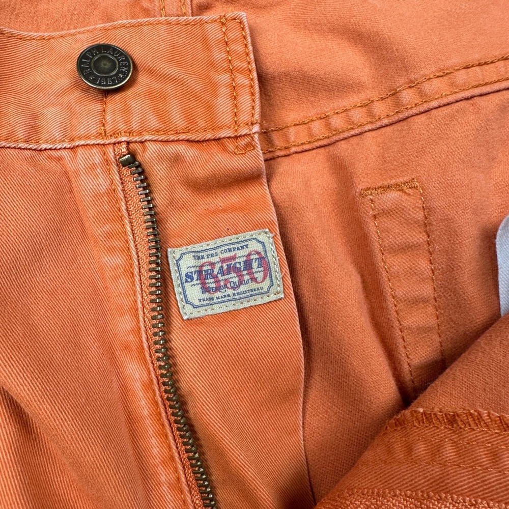 Polo Ralph Lauren Mens 36x30 Burnt Orange Cotton Twill 650 Straight Leg Pants - Picture 8 of 10